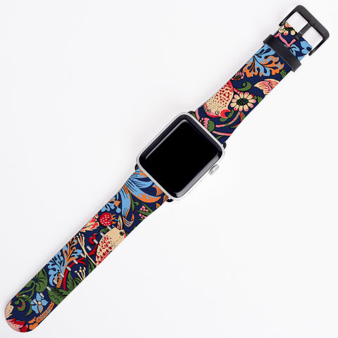 William Morris Floral Apple Watch Band Strawberry Thief iWatch Strap