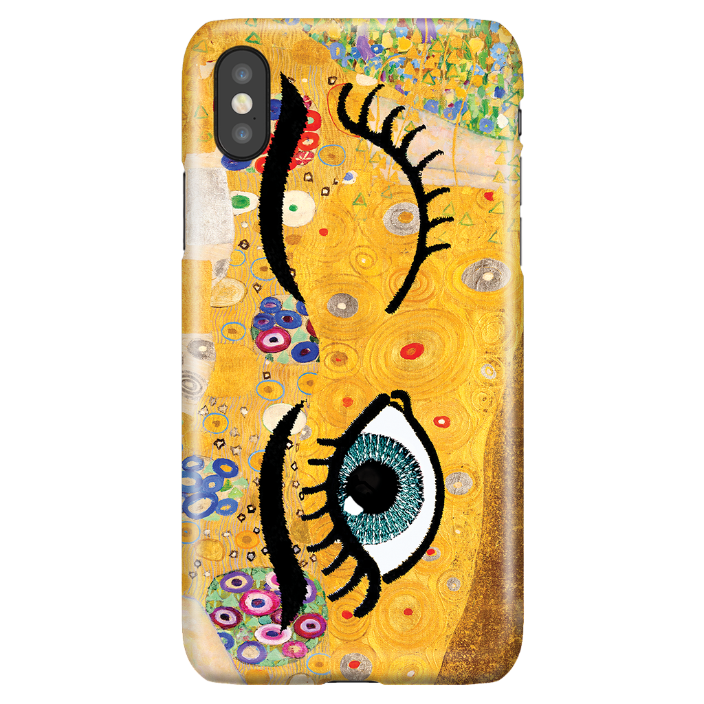 Funny Unique Phone Case iPhone X/XS, Gustav Klimt - Kiss & Wink