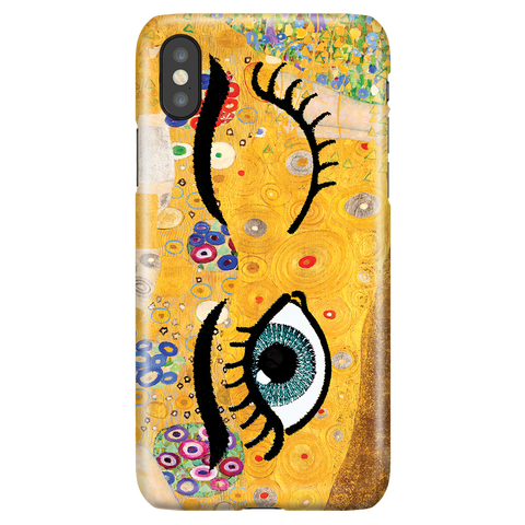 Funny Unique Phone Case iPhone X/XS, Gustav Klimt - Kiss & Wink