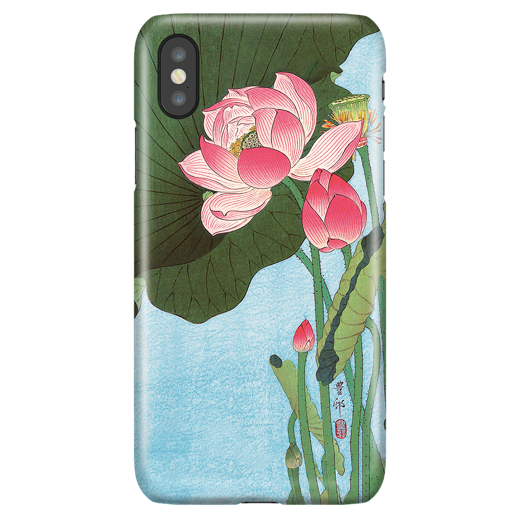 Floral iPhone XS X Case - Lotus Japan Ohara Koson Ukiyo-e
