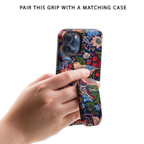 William Morris Strawberry Thief Phone Grip & Stand - for Apple iPhone, Samsung Galaxy, Google Pixel etc Floral Kickstand Popup Holder Socket