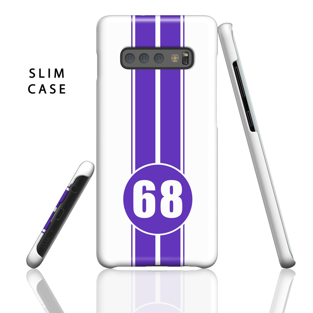 Racing Stripes Samsung Galaxy S8 White - Purple, Slim Case, 68 in the circle - Glossy