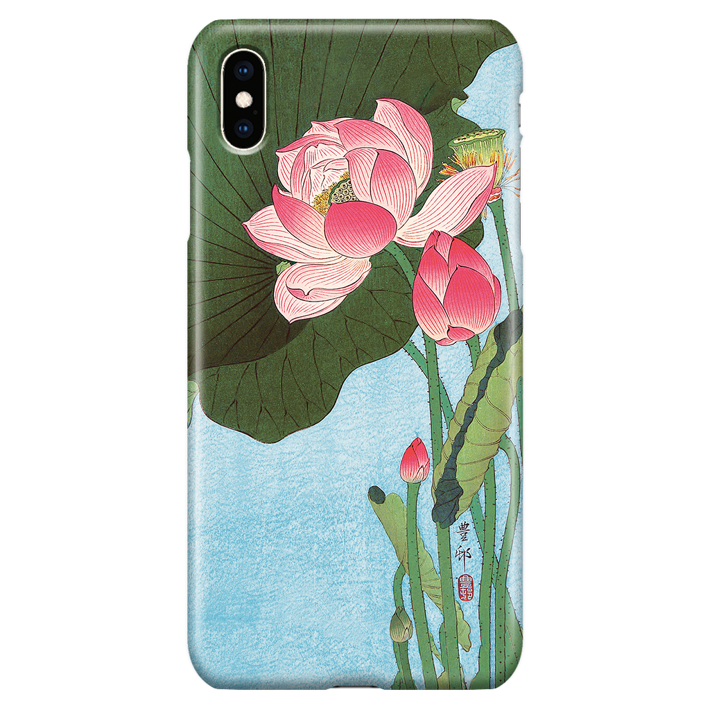 Cute Floral iPhone XS Max Case - Lotus Japan Ohara Koson Ukiyo-e - Phone Case