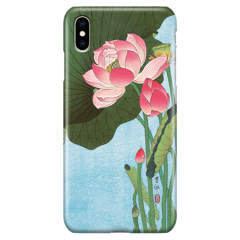 Cute Floral iPhone XS Max Case - Lotus Japan Ohara Koson Ukiyo-e - Phone Case