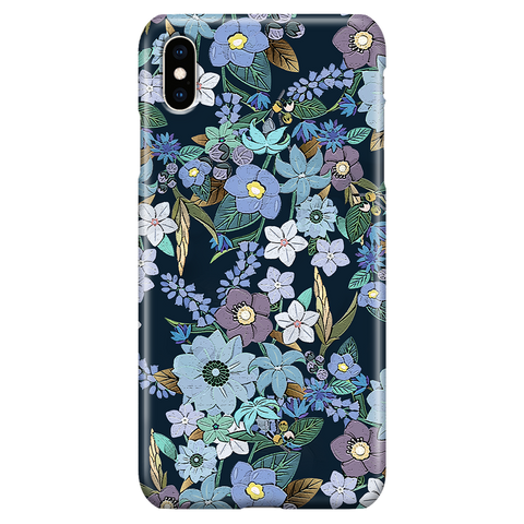 Cute Floral iPhone XS Max Case - Blue Flowers - Jardin Bleu